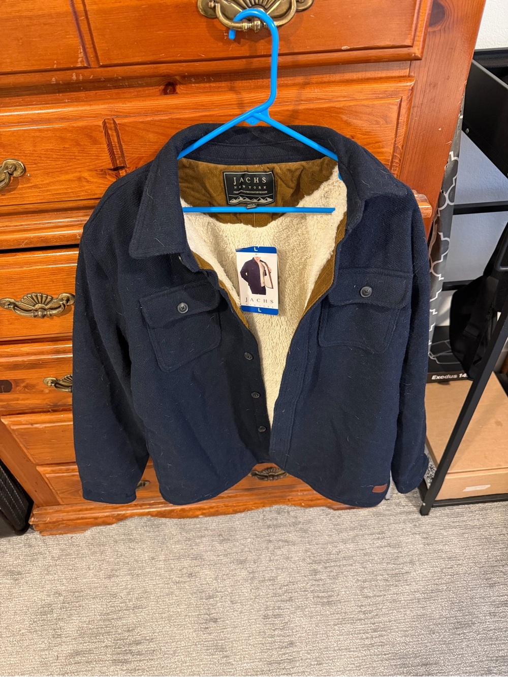 Jachs Navy Sherpa Shirt Jacket with Cream Lining
